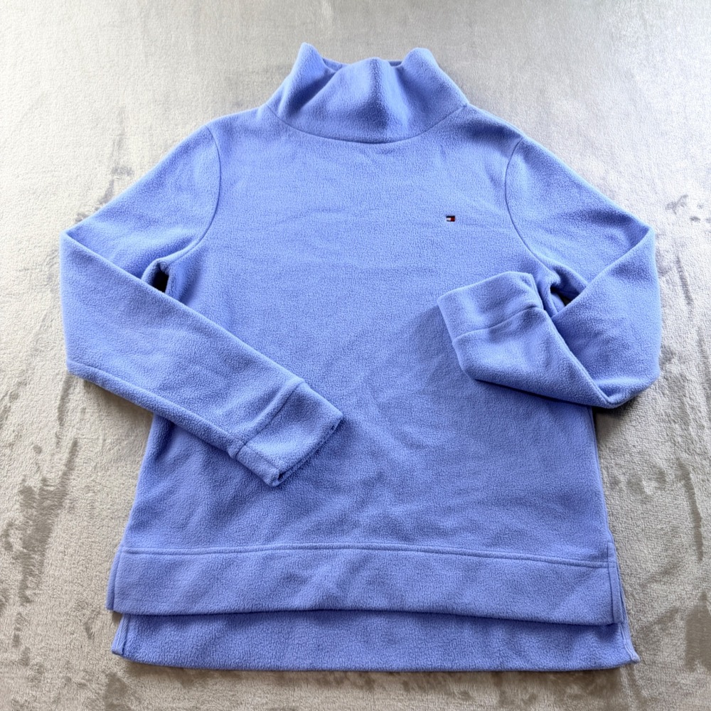Tommy Hilfiger Blue Fleece Mock Neck Pullover Sweatshirt Women's Small